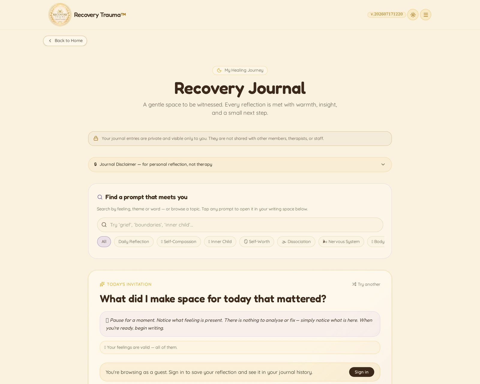 Recovery Journal preview